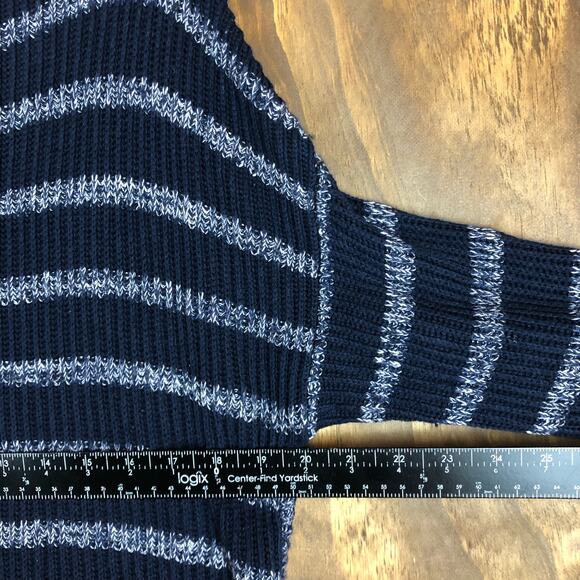 Coldwater Creek Womens Sweater Blue Knit Striped Boat Neck Long Sleeve Wool L - Picture 8 of 13